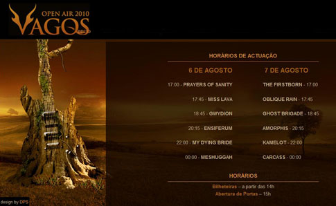 Vagos Open Air Festival 2010: Horarios Definitivos