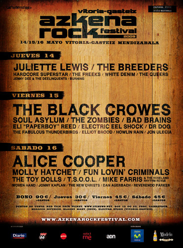 Azkena Rock Festival 2009: Dos grandes bandas cierran el cartel.