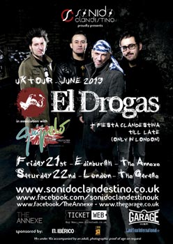 El Drogas: Conciertos en UK, 21 y 22 de junio