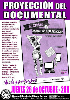 Mabe Navarrete: Proyección de “Sexismo y Medios de Comunicación”, 26 de octubre, Jerez de la Frontera