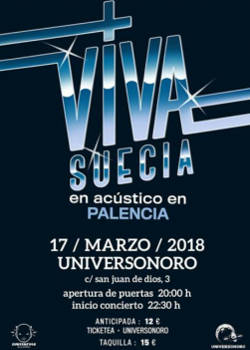 Viva Suecia: Concierto en Palencia, el 17 de marzo de 2018