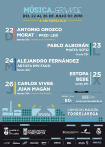 Música en Grande 2018 : X aniversarío, del 22 al 26 de julio en Torrelavega