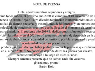 Barón Rojo : Anuncian su gira de despedida