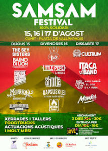 Sam Sam Festival : 15 al 17 de agosto, Cunit (Tarragona)