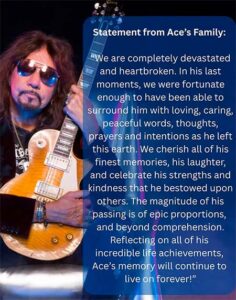  : Ace Frehley fallece a la edad de 74 años.